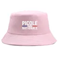 Chapeau bob en toile rose avec impression Picole Nationale et couleurs tricolores - Taille unique / Rose