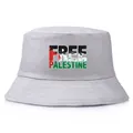Bob gris avec imprimé du slogan Free Palestine aux couleurs du drapeau pour loisirs - Taille unique adulte (58 cm non réglable) / Gris