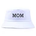 Chapeau bob en toile blanche avec imprimé noir MOM pour femmes style décontracté été - Taille Unique Adulte (58cm) / Imprimé MOM / Blanc