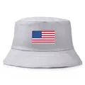 Light gray bucket hat with American flag print featuring a reinforced stitched brim - One Size (58cm) / Gray