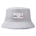 Bob gris en coton avec imprimé Picole Nationale et détail de rayures tricolores - Taille unique / Gris