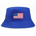 Dark blue cotton bucket hat with American flag print for outdoor sun protection - One Size (58cm) / Sapphire Blue