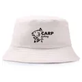 White bucket hat with carp fishing print and decorative embroidery on the brim - 56-58cm / Off White