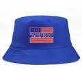 Royal blue bucket hat featuring a vintage 'MERICA flag print on twill cotton fabric - Adult One Size (58cm Non-adjustable) / Sapphire Blue