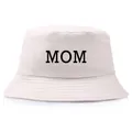 Bob en coton rose avec imprimé MOM noir pour femmes au design minimaliste - Taille Unique Adulte (58cm) / Imprimé MOM / Beige