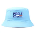 Bob en coton bleu clair avec imprimé PICOLE NATIONALE et rayures tricolores françaises - Taille unique / Bleu ciel