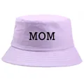 Bob en coton lavande avec broderie MOM noire imprimée au style minimaliste moderne - Taille Unique Adulte (58cm) / Imprimé MOM / Mauve Clair