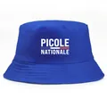 Bob bleu en coton avec imprimé blanc Picole Nationale et rayure tricolore française - Taille unique / Bleu royal