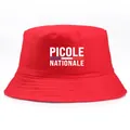 Bob en coton rouge avec imprimé Picole Nationale blanc et bandes tricolores - Taille unique / Rouge