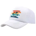 White mesh trucker hat with tropical coconut tree sunset print for outdoor sports - Adult One Size (58cm Adjustable) / All White