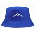 Bob en coton bleu roi avec motif montagne blanc, chapeau de pêche pour activités de plein air - Taille unique adulte (58 cm non réglable) / Bleu saphir
