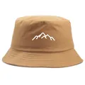 Bob en coton kaki avec imprimé de montagne blanc pour les activités de plein air - Taille unique adulte (58 cm non réglable) / Kaki