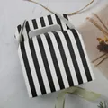 Large paper cake box with black and white vertical stripes and integrated handle - Black Vertical Pattern