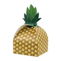 Scatola regalo in carta a forma di ananas con motivi geometrici e foglie verdi sopra - Ananas