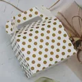 Elegante confezione regalo bianca con pois dorati e manico per dolci e torte - Pois Dorati