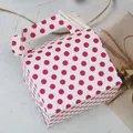 Scatola per torte bianca a pois rosa con manico per pasticceria e confezioni regalo - Pois Rosso Rosa