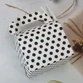 White gift box with black polka dots and handle for cakes and pastries - Black Polka Dot