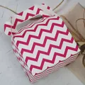 Pink chevron paper cake box with handle for bakery and gift packaging on a stone surface - Rose Red Wave Pattern