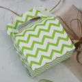 Large pastry gift box with green chevron pattern and convenient carrying handle - Green Ripple