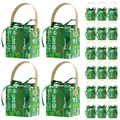 Green Christmas gift boxes with wooden handles and green ribbons in set of 22 pieces - Green Text Style