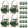 22-piece Christmas gift box set with Merry Christmas prints and green ribbon bows - White Christmas Tree