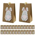 24-pack kraft corrugated gift bags featuring grey rabbit applique with pink hearts - Single Piece / Light Gray Bunny