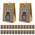 Brown kraft paper Easter rabbit gift bag set with 26 pieces and yellow ribbon - Single Piece / Dark Gray Bunny