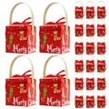 Red Christmas gift box with Merry Christmas lettering and white festive patterns - Red Christmas Sock
