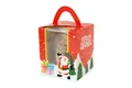 Red Christmas cupcake box with white dots, transparent window and Merry Christmas text - Single Slot