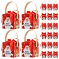 Red Christmas gift box set with Santa and reindeer prints plus elegant red ribbons - Red Santa Claus
