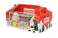 Christmas red paper gift box with clear window and 3-cavity muffin insert for cupcakes - Multi Slot