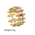 Vergoldeter Edelstahlring mit bunten Emaille-Perlen und Maßangaben für Damen - Bunter Blütenblatt-Perlenstil (R618-C)