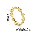 Golden hollow flower and disk chain ring for women with 17mm inner diameter - Multi-Pattern Style / Gold