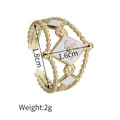 Gold plated evil eye open ring with white enamel geometric patterns and hollow detail - White Evil Eye Style (R666-bai)