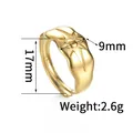 Adjustable golden stainless steel starburst ring with 9mm face width and 2.6g weight - Eight-pointed Star Style / Gold