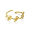 Verstellbarer, 18K vergoldeter Edelstahlring mit einem zarten Olivenblatt-Design - Olivenblatt Zweig Stil (R374)