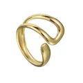 Verstellbarer doppellagiger geometrischer Ring mit polierter Goldbeschichtung aus Edelstahl - Doppellagiger Paralleler Linienstil (R664-02)