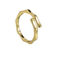 Minimalistischer vergoldeter Edelstahlring im Bambus-Design mit offener Ringschiene - Gold