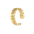 Verstellbarer Ring aus 14K vergoldetem Edelstahl mit dekorativem Bambusblatt-Design - Umwickelter Blatt-Weizen-Stil (R673)