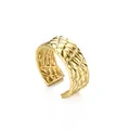 Verstellbarer goldener Edelstahlring mit gestepptem Rautenmuster für Damen - Rautentextur-Stil (R675)