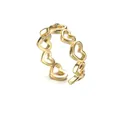 Minimalistischer verstellbarer Ring aus 14K Gold mit ausgestanztem Herzdesign - Hohlherz-Reihenstil (R676-A)