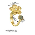 Französischer Vintage-Ring vergoldet mit grünem Stein und Kristallblume - Blume und Grüner Stein Stil (R704-E)