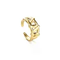Verstellbarer vergoldeter Edelstahlring mit geometrischem, gewebtem Hohlraumdesign - Geometrischer gewebter hohler Stil (R680)