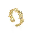 Verstellbarer vergoldeter Edelstahlring mit durchbrochenen Sternmustern für Damen - Hohles Pentagramm Verbunden Stil (R689)