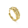 Verstellbarer goldener Edelstahlring mit einem einzigartigen Design in Skelettknochenform - Fingerknochen-Struktur-Stil (R690)