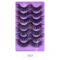 7 pares de pestañas postizas 3D efecto volumen modelo 7001 en bandeja morada - Estilo denso cruzado (7001)