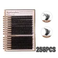 258 stuks DIY tros-wimpers set mix 10-18mm met 80D/100D krul voor extra volume - Stijl 684 (DIY-SET-684) / Met Zwarte Gereedschap