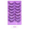 Dramatic 3D faux mink false eyelashes in 7-pair set, style 7005 with thick criss-cross volume - Natural Tapered Style (7005)