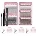 DIY brown 480 clusters lash extension kit with bond, seal, and tweezers by CMAYOME - Lashes with Black Tool Set (DIY-JMS-247) / Including Bond & Seal Glue, Tweezers & Brush