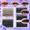 Cluster lash extensions set featuring 40D to 100D volume in black and brown shades - DIY-TZ-195 Style